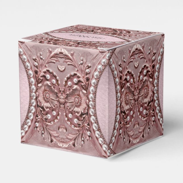 Ballotins Boîte de Faveur de Fleur Rose (Verso)