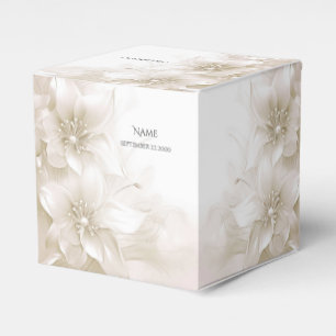 Ballotins Boîte de faveur de fleurs blanches ivoire élégante