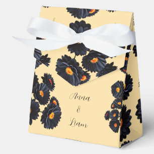Ballotins Boîte de faveur de fleurs en velours noir