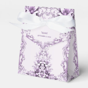 Ballotins Boîte de Faveur de Fleurs Violettes Élégantes