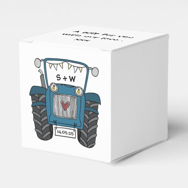 Ballotins Boîte de faveur de mariage à thème tracteur person (Verso)