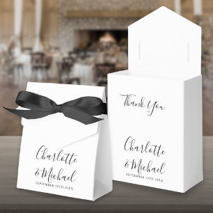 Ballotins Boîte de Faveur de Mariage Chic Noir et Blanc Scri