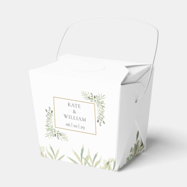Ballotins Boîte de faveur de mariage de verdure chic élégant (Verso)