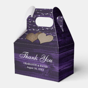 Ballotins Boîte de Faveur de Mariage en Bois Violet Rustique