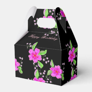 Ballotins Boîte de Faveur de Mariage Fleurie Noire et Rose