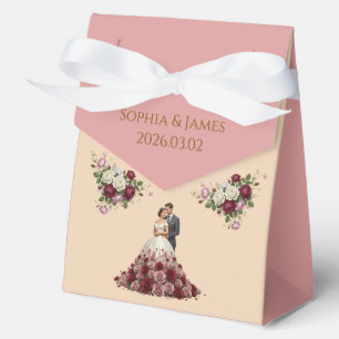 Ballotins Boîte de Faveur de Mariage Florale Bourguignonne M