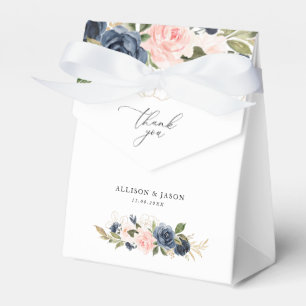Ballotins boîte de faveur de mariage florale élégante marine