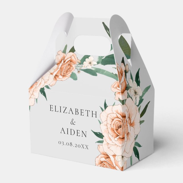 Ballotins Boîte de faveur de mariage florale grise (Verso)