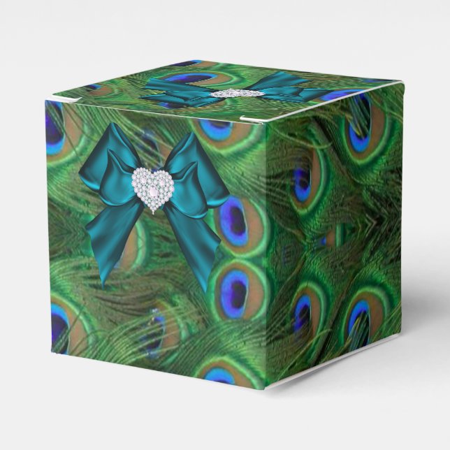 Ballotins Boîte de Faveur de mariage Peacock turquoise (Verso)