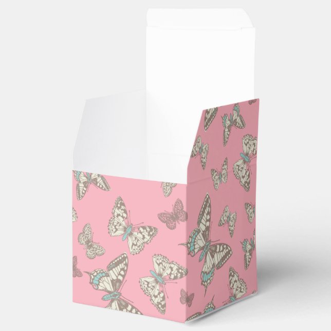 Ballotins Boîte de faveur de mariage rose papillon (Ouvert)