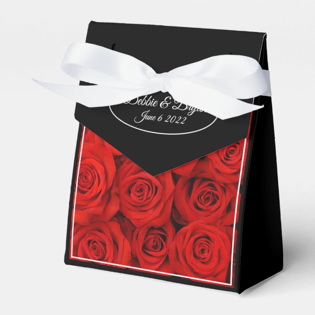 Ballotins Boîte de Faveur de mariage Roses rouges (Verso)