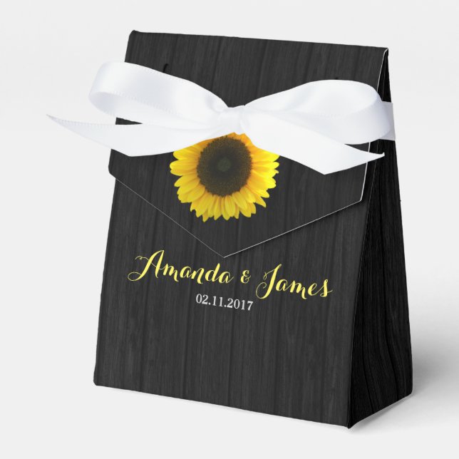 Ballotins Boîte de faveur de mariage Sunflower (Verso)