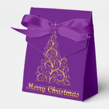 Boîte de Faveur de Noël Abstraite en Or Élégante