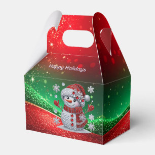 Ballotins Boîte de Faveur de Noël Bonhomme de Neige Strass