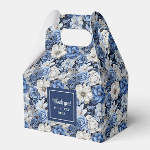 Ballotins Boîte de Faveur de Nom Personnalisé avec Fleurs Bl