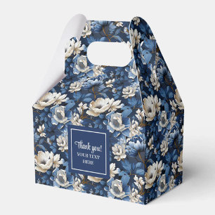 Ballotins Boîte de Faveur de Nom Personnalisé avec Fleurs Bl