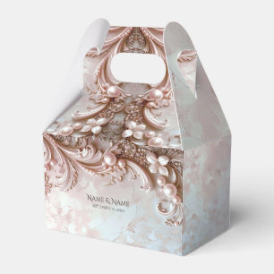 Ballotins Boîte de faveur de perle et de fleurs ornées roses