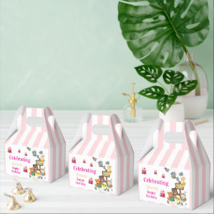 Ballotins Boîte de faveur de toit Joyeux Anniversaire rayée 