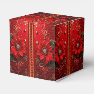 Ballotins Boîte de faveur de vacances à fleurs rouges