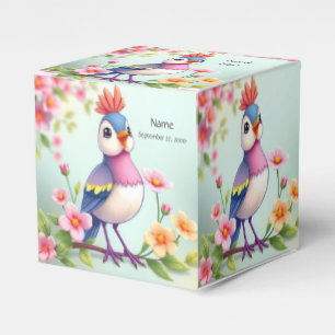 Ballotins Boîte de faveur florale d'oiseau bleu rose mignon