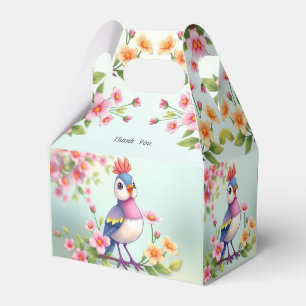 Ballotins Boîte de faveur florale d'oiseau bleu rose mignon