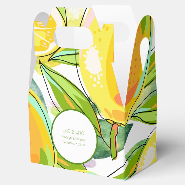 Ballotins Boîte de Faveur jaune de Jardin de Citron de Aquar (Ouvert)