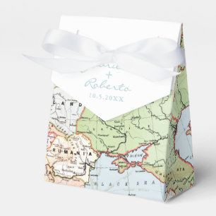 Ballotins Boîte de Faveur Mariage Carte Vintage Thème de voy