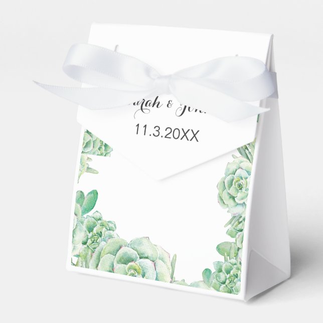 Ballotins boîte de faveur mariage succulente aquarelle (Verso)