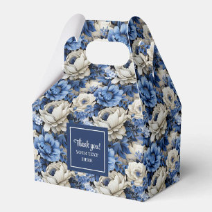 Ballotins Boîte de Faveur Personnalisée Fleurs d'Ivoire Bleu