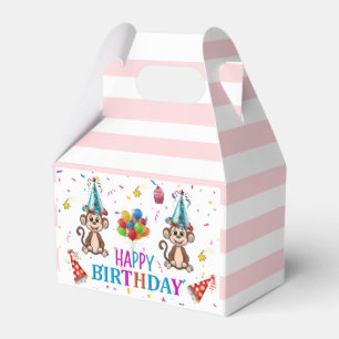 Ballotins Boîte de Faveurs Anniversaire Gable Rayure Rose Si