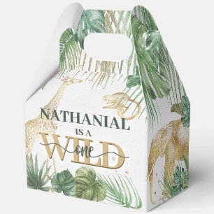 Ballotins 🌿🦁 Boîte de Faveurs Anniversaire Sauvage Or Vert