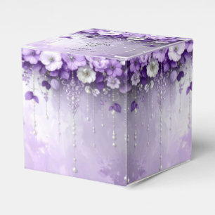 Ballotins Boîte de Faveurs de Fleurs Violettes avec Perles P