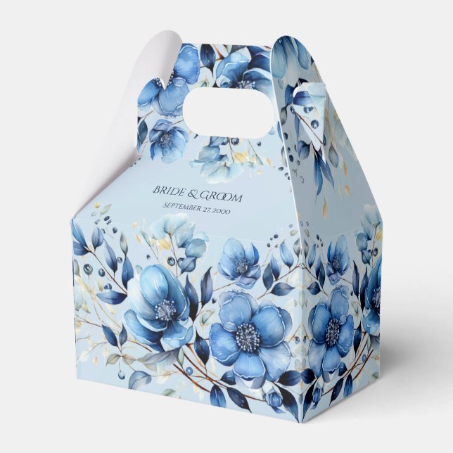 Ballotins Boîte de Faveurs Fleurs Bleues Aquarelle (Verso)