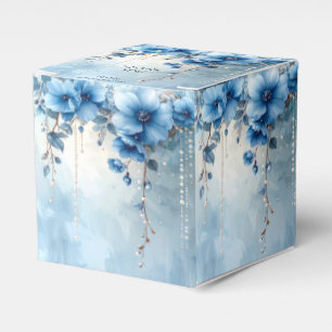 Ballotins Boîte de Faveurs Fleurs Bleues et Perles