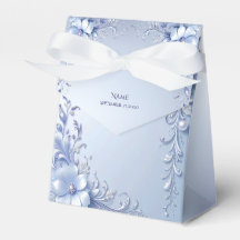 Boîte de Faveurs Fleurs Ornementales Bleues avec P