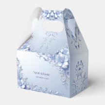 Boîte de Faveurs Fleurs Ornementales Bleues avec P