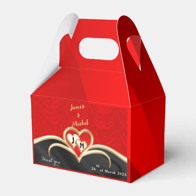 Ballotins Boîte de favoritisme de mariage noir et rouge (Verso)