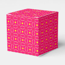 Boîte de Fête à Thème Géométrique Rose et Jaune