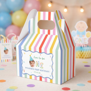 Ballotins Boîte de Fête d'Anniversaire Rayée et Colorée pour