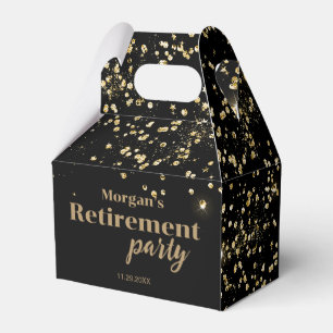 Ballotins Boîte de fête de retraite en confettis Or Noir sur
