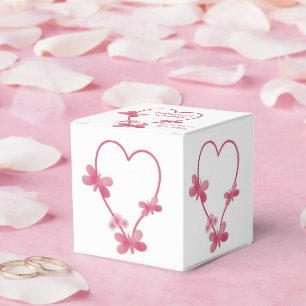 Ballotins Boîte de mariage Coeur rose et papillons