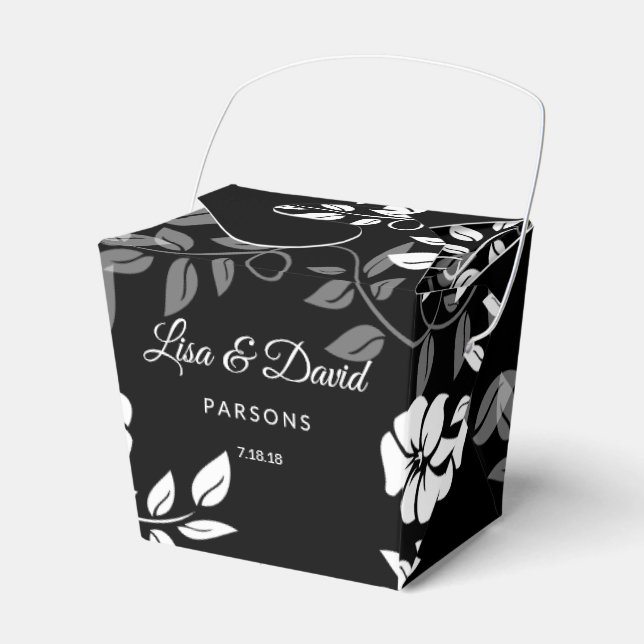 Ballotins Boîte de mariage florale noire et blanche (Verso)