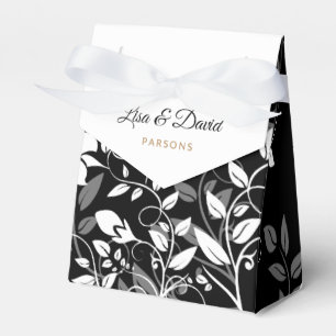 Ballotins Boîte de mariage florale noire et blanche