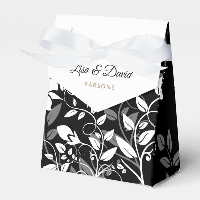 Ballotins Boîte de mariage florale noire et blanche (Verso)
