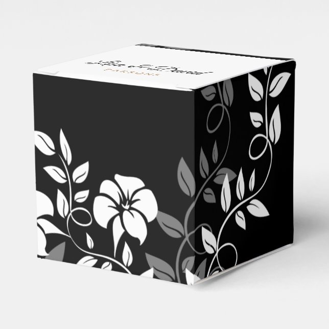 Ballotins Boîte de mariage florale noire et blanche (Verso)