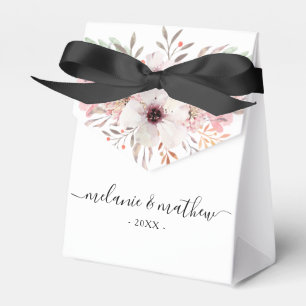 Ballotins Boîte de mariage florale rose blanche personnalisé