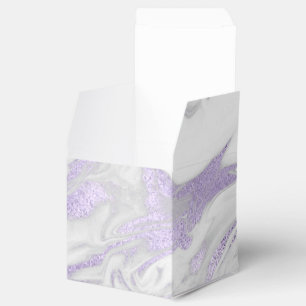 Ballotins Boîte de mariage marbrée violet et blanc