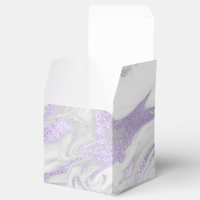 Ballotins Boîte de mariage marbrée violet et blanc (Ouvert)