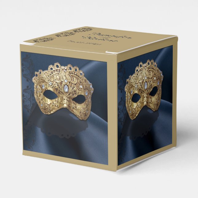 Ballotins Boîte de mariage Mascarade marine et or (Verso)