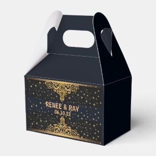 Ballotins Boîte de mariage personnalisée en noir et or